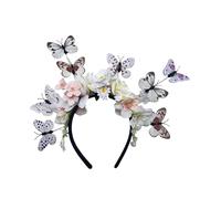 TEMOOUES Flexible Butterfly Flower Hairband Ethnic Headpiece With Design For Cocktails Parties And Wedding Event Butterfly Flower Fascinator