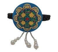 TEMOOUES Korean Styles Floral Pearls Headband Comfortable and Stylish Hanbok Headwear Accessory for Festivals and Celebrations