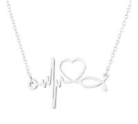 TEMOOUES Modern Hospital Theme Collarbone Chain Stainless Steel ECG Necklace Creative Jewelry Nurses And Doctors Minimalist Clavicle Chain