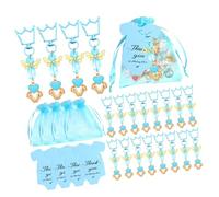 TEMOOUES Pack Of 20 Crowns Crystal Keychains And Thank You Cards Organzas Gift Bags Baby Showers Accessories Wedding Souvenir Anniversary Decorations