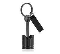 TEMOOUES Pet Cremation Jewelry Keychain Motorized Piston Design Memorial Holder For Ashes Aluminum Metal Pet Memorial Keyring