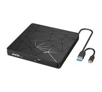 TEMOOUES Portable External Disc Reader Drive USB3.0 Type C For Laptop Desktop PC Wide Compatibility Disk Writer Multifunctional USB C Disc/disc Player