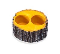 TEMOOUES Realistic Wood Grains Food And Water Feeding Bowl For Bearded Dragons Water Dispenser Feeder For Reptiles Habitats Amphibian Feeding