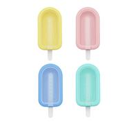 TEMOOUES Set of 4 Food Grade Silicone Popsicles Making Molds Ice Cream Maker with Lid Practical Kitchen Lolly Silicone Lolly