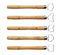 TEMOOUES Set of 5 Ceramic Carving Tool Stainless Steel with Wood Handle Shaping Pottery Sculpting Handle Scrapers