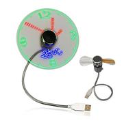 TEMOOUES Small Fan Real Time Display Clock Night Light USB Power Cooling Flashing For Laptop PC Notebook Flexible Neck Fan