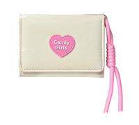 TEMOOUES Stylish Short PU Purse with Candy Color Scheme Integrated Card Pockets and Clear Identification Window for Women Women's Card Organizer