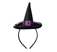 TEMOOUES Witch Hat Headband For Women Cute Hair Hoop Lovely Rose Hairband Halloween Blingbling Specter Hair Accessories Halloween Witch Hat Headband