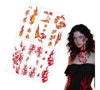 Temp Stickers,6-Sheet Realistic Funny Decals | Red Flame Stickers Temporary for Face,for Children Teens Holiday Halloween Birthday Bonfire Festival