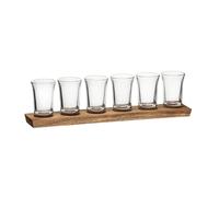 Tempa Harvey 7-Piece Wooden Shot Tasting Flight Set w/ Glasses for Spirits