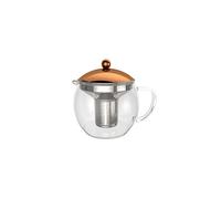TEMPA Tea Infuser with Removable Stainless Steel Strainer, Tea Maker for Loose Leaf Tea, Heat Resistant Borosilicate Glass Teapot with Lid in Copper