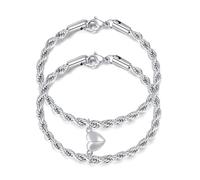 TempBeau Bracelet for Couple - Personalized ID Custom Engraving Bracelet, Braided Rope His and Her Bangle, Adjustable Friendship Bracelets for Sister BF GF, Pinky Promise Couple Bracelets Gifts, One