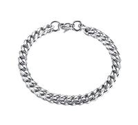 TempBeau Bracelets for Men Silver 7mm Unisex Curb Bracelet with Lobster Clasp 18cm/7inch Chunky Bangle come with Gift Box for Boys Mens Womens Child Hip Hop Rapper