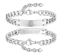 TempBeau Cross Bracelet For Men - Black Bible Verse Stainless Steel Chain Mens American Flag Bracelet Birthday Gift Ideas First Communion Confirmation Baptism Christian Easter Gifts, 7.5 Inches +2