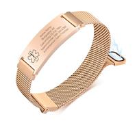 TempBeau Emergency Bracelet Adult Bracelet Personalised Medical Bracelet with Engraving for Men Women Adjustable Stainless Steel Watch Strap for Allergies Diabetes Epilepsy - 16 mm, 16 mm, Stainless