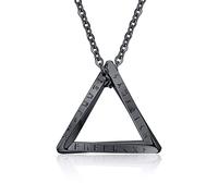 TempBeau Men Necklace Viking Mobius Pendant Triangle Necklaces Nordic Culture with 60cm Chain Stainless Steel Jewelry Gift for Mens Women Couple, Black,Silver