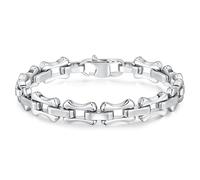 TempBeau Stainless Steel Chain Bracelet for Men, Chunky Metal Chains Silver Bracelets for Men, Mens Stainless Steel Chain Bracelets Wrist Fathers Day Jewelry Trendy Gifts for Dad Boyfriend, no