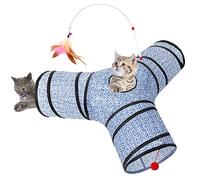 Tempcore 3 Way Collapsible Cat Toys - Indoor Cat Tunnels with Peek Hole & Ball, Perfect for Kittens & Puppies