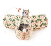 Tempcore Pet Cat Tunnel Tube Cat Toys 3 Way Collapsible, Cat Tunnels for Indoor Cats,Kitty Tunnel Bored Pet Toys Peek Hole Toy Ball Puppy, Kitty, Kitten, Rabbit Khaki Coconut Tree