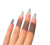 Temperament enhancement nail, hand-customized nail products fake nails laser nail flame armor explosions Joker white armor (10 Pack)(S)