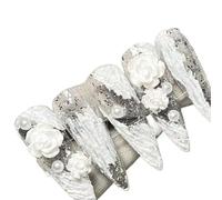 Temperament-enhancing manicure, handmade camellia plaster manicure, wearing nail patch, European and American bride manicure.(S)