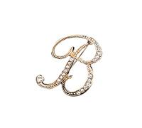 Temperament Fashion Elegant 26 Initial Rhinestone Brooch For Women Gold Brooch For Women A Z 26 Alphabet Initial Brooch For Teen Girls Jewelry Pin Backings (B, One Size)
