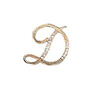 Temperament Fashion Elegant 26 Initial Rhinestone Brooch For Women Gold Brooch For Women A Z 26 Alphabet Initial Brooch For Teen Girls Jewelry Pin Backings (D, One Size)