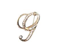Temperament Fashion Elegant 26 Initial Rhinestone Brooch For Women Gold Brooch For Women A Z 26 Alphabet Initial Brooch For Teen Girls Jewelry Pin Backings (G, One Size)