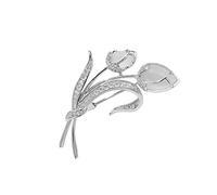 Temperament Fashion Elegant Artificial Flower Rhinestone Natural Stone Brooch Pin Brooch Wedding Brooch Jewelry Pin Breastpin Rhinestone Party Crystal Women Brooch Star Brooch (Silver, One Size)