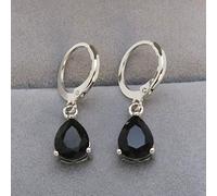 Temperament Geometric Circle Earrings Personality Earrings Trendy Hoop Earrings (Black, One Size)