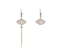 temperament internet celebrity geometric fan-shaped earrings female tassel fan purple crystal