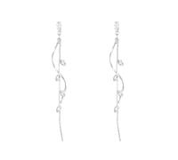 Temperament Long Zircon Tassel Earrings for Women Charm Jewelry Sparkling Crystal Leaves Twist Dangle Earrings for Friends, extra, Alloy Steel, No Gemstone