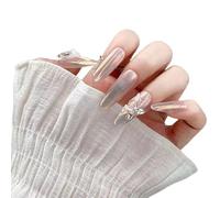 Temperament manicure, the new pure hand wearing a butterfly French long manicure finished bride temperament atmosphere.(L)