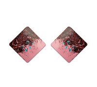 Temperament Rhombus shallow Graffiti Colorful Stud Earrings Geometric Square Unique Women