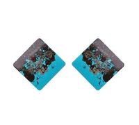 Temperament Rhombus shallow Graffiti Colorful Stud Earrings Geometric Square Unique Women