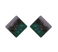 Temperament Rhombus shallow Graffiti Colorful Stud Earrings Geometric Square Unique Women