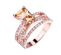 Temperament Rose Gold Ring Geometric Jewelry Simple Rings Adjustable Plume Ring (Rose Gold, 9)