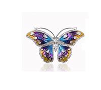 Temperament Stone Inlaid Butterfly Brooch Dripping Oil Animal Corsage Two-color Bottom Brooch
