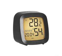 Temperature and Humidity Display LCD Alarm Clock with Voice Activated Backlight, Multi Function Calendar, Day of Week, Snooze Function and 12/24 Hour Time Settings (Black 2)