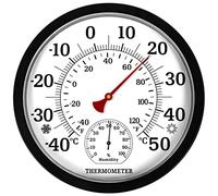 Temperature And Humidity meter,Weather Dial Thermometer,Indoor Outdoor Thermometer Hygrometer - 10 Inch Thermometer Room Temperature Garden Thermometer(Color:Black)