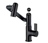 Temperature Bathroom taps,2 Sprays,No Electrical Temperature Display Single Handle Bathroom taps,Bathroom Sink taps (Temperature Display, Matte Black)