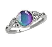 Temperature Changing Mood Ring Plain Sensitive Emotion Ring Wedding for Men Women Vintage 925 Sterling Silver Round Crystal Color Changing Mood Stone Solitaire Ring, size 6, Gemstone, Diamond