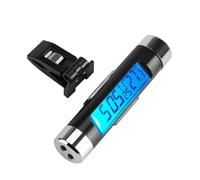 Temperature Clock Clip-on Thermometer Auto Dashboard Digital Clock Vehicle Temperature Gauge With Backlight and LCD Display for Truck Car (Blue Backlight)