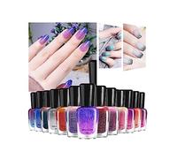 Temperature Color Changing Gel Nail Polish, Long Lasting Glossy Quick Dry Gradient Oily Nail Polish, Pink Glitter Blue Purple Mood Temperature Change Nail Polish for DIY Manicure at Home Salon