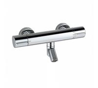 Temperature Control Valve Thermostatic Mixing Faucet Control Unit Shower Valve Controller Stainless Steel Structure Smooth Lever Suitable for Family Shower Shared Bath, Chrome, Modern Minimalist