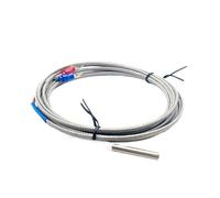 Temperature Controller, 4mm*30mm K J Pt100 1m 2m 3 Meters 5m 10m Probe Type Shielded Braide Wire Thermocouple Temperature Sensor for Controller