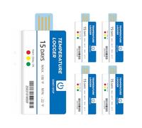 Temperature Data Logger USB 5 Pack Disposable Data Logger, 129600 Points 15 Days PDF Reports, High Accuracy IP67 Waterproof Alarm Temp Data Logger for Lab Frozen Transportation Cold Chain Fresh Tag