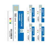Temperature Data Logger USB 5 Pack Disposable Data Logger, 129600 Points 180 Days PDF Reports, High Accuracy IP67 Waterproof Alarm Temp Data Logger for Lab Frozen Transportation Cold Chain Fresh Tag