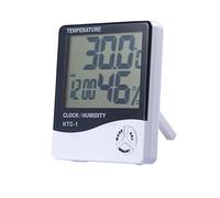 Temperature Humidity Meter,LCD Electronic Digital Outdoor/Indoor Thermometer Hygrometer with Clock Time Humidity Monitor for Home,Bedroom,Pet,Reptile,Plant,Greenhouse,Basement,Guitar (HTC-1)