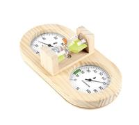 Temperature Humidity Meter with 15 Minutes Hourglass Sand Timer Room Thermometers Hygrometer Gauge for Sauna Room Mechanical Sauna Hygrometer Wood
